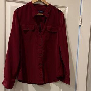 Jones New York Red Button-Up Blouse